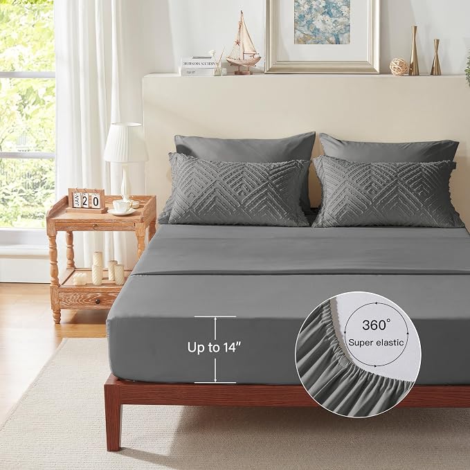Zzlpp Full Comforter Set 7 Pieces, Dark Grey Tufted Bed in a Bag - Image 7
