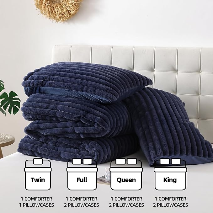 Smoofy Fluffy Full Size Comforter Sets 3 Pieces - Image 7