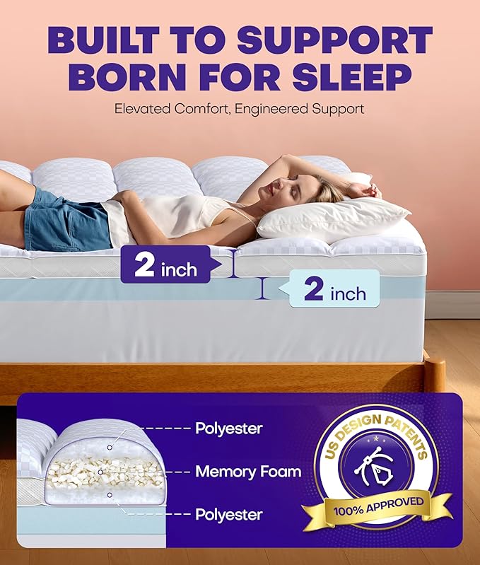 Dual Layer 4 Inch Memory Foam Mattress Topper - Image 2