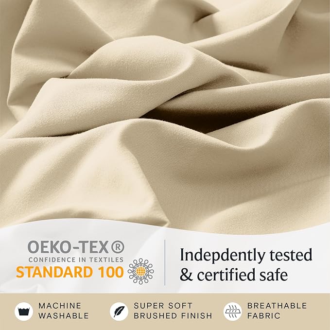 LuxClub 4 PC Full Size Sheet Set Deep Pockets 18" Wrinkle Free Cooling Sheets - Image 5
