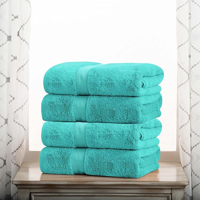 Superior Egyptian Cotton Pile Bath Towel Set of 4, Ultra Soft Luxury Towels by SUPERIOR