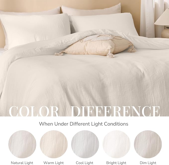 Ivory White Duvet Cover Queen Size, 100% Sandwashed Cotton Soft Queen Duvet - Image 8
