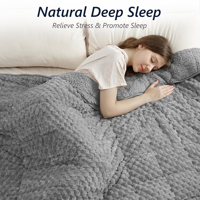 Mr. Sandman Weighted Blankets for Adults Full Size 15lbs, Warm Sherpa Fleece - Image 3