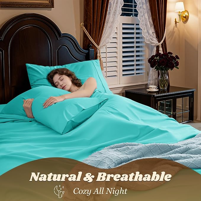 LBRO2M 100% Cotton Sheets Set Deep Pocket 19", 1000 Thread Count California - Image 5