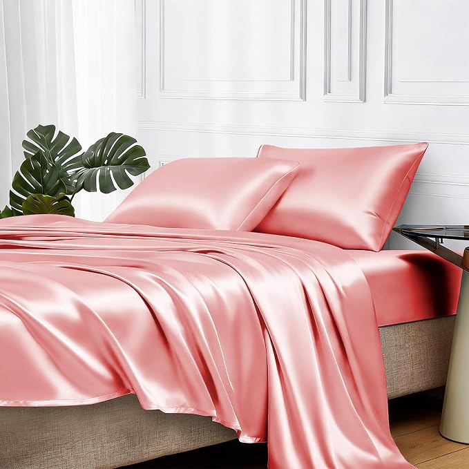 MR&HM Satin Bed Sheets, Full Size Sheets Set by MRHM