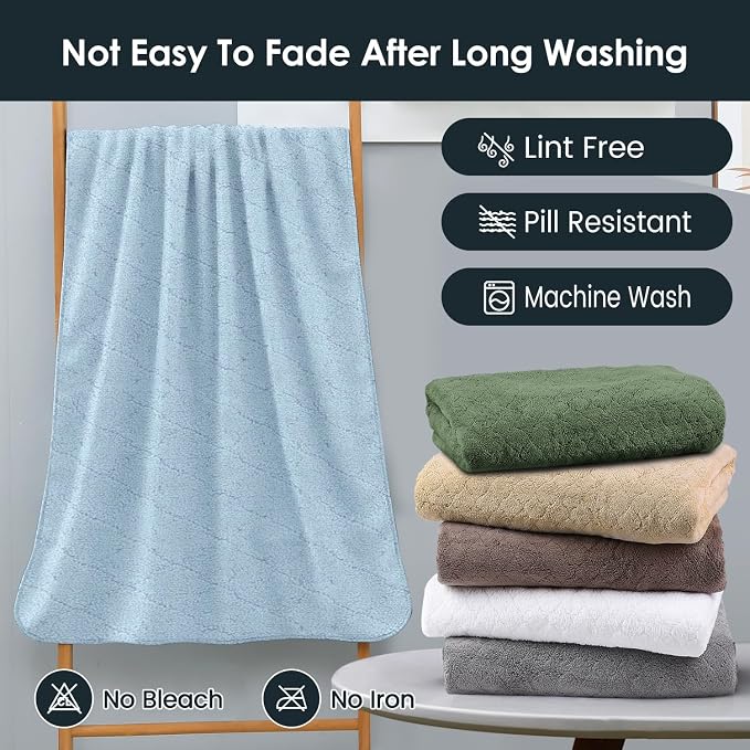 JML Bath Towels Pack of 2, 30 in x 60 in, Large Microfiber Bath Towel Set - Image 6