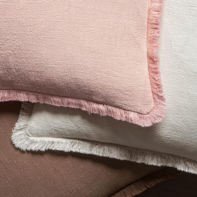 MIULEE Valentines Decorative Throw Pillow Covers Neutral Linen Fringe Throw - Image 4