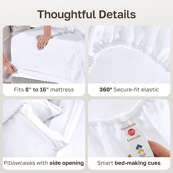 California Design Den Soft 100% Cotton Queen Sheet Set, 400 Thread Count Good - Image 5