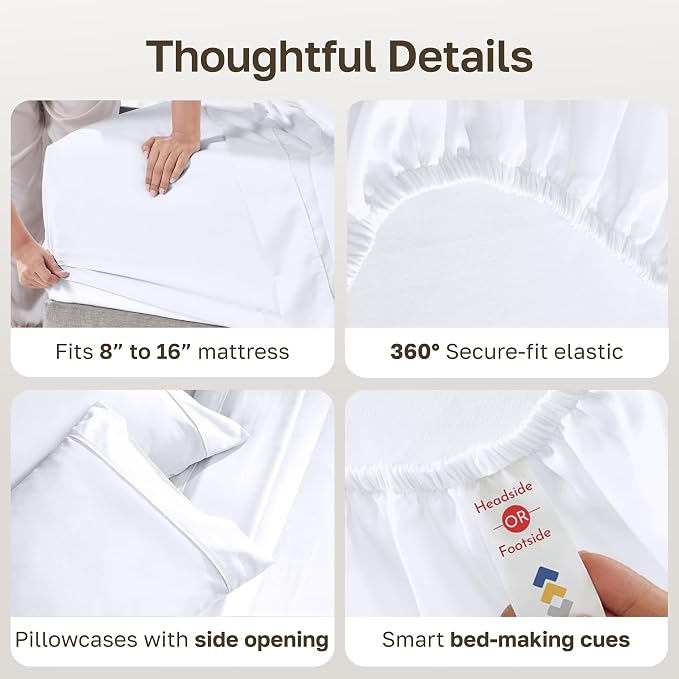 California Design Den Soft 100% Cotton Full Sheet Set, 400 Thread Count Good - Image 5