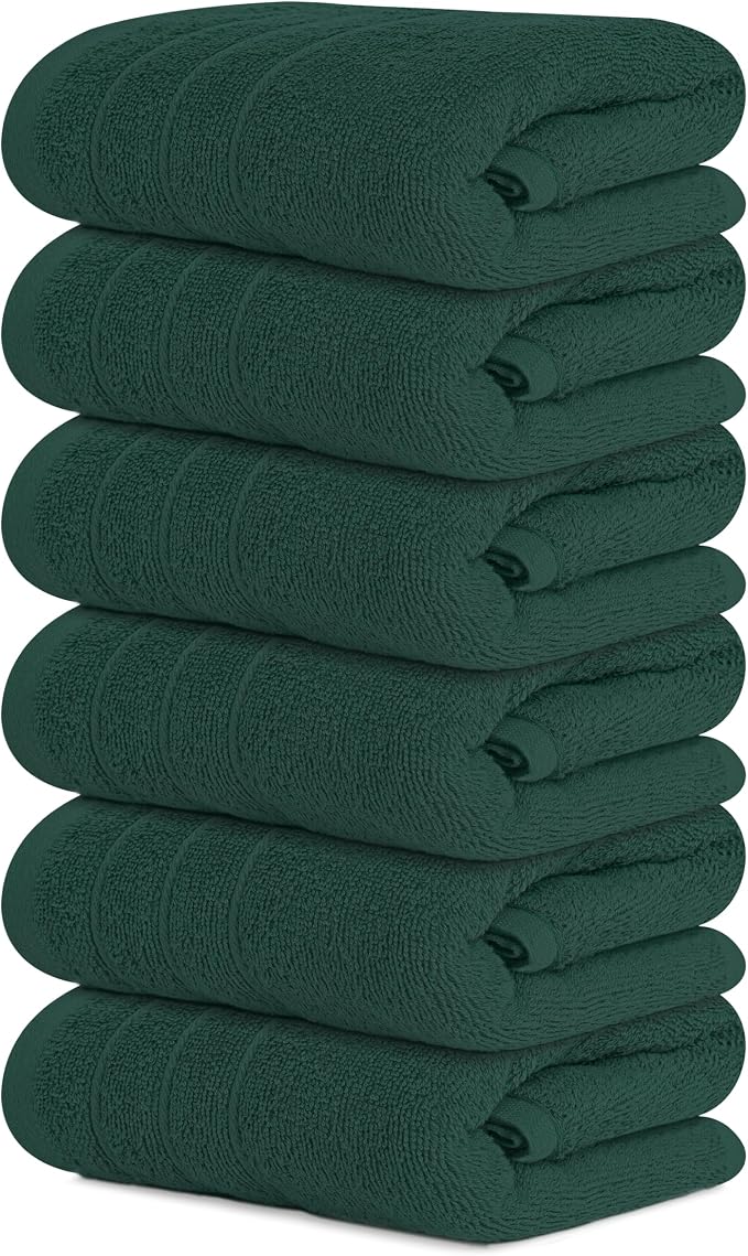 Tens Towels Pack of 6 Hand Towels, 100% Cotton, Lighter Weight, Quick to Dry by TensTowels