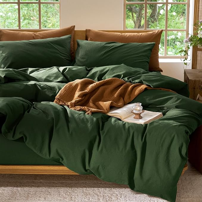 MooMee Bedding Duvet Cover Set 100% Washed Cotton Linen Like Textured - Image 9