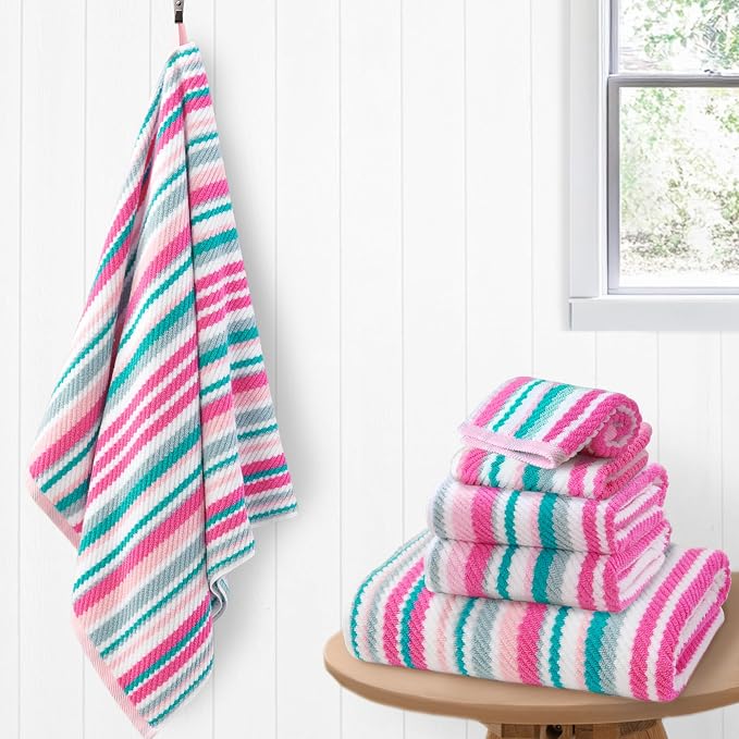Pink Soft Towel Set, 2 Bath 28"x52", 2 Hand 16"x27", 2 Wash Cloth 13"x13 by VOOVAMOVAS