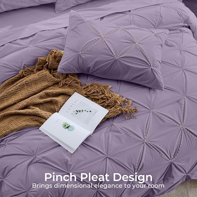 Sasttie King Size Comforter Set, 7-Piece Bed in a Bag, Pintuck Bedding Set - Image 4