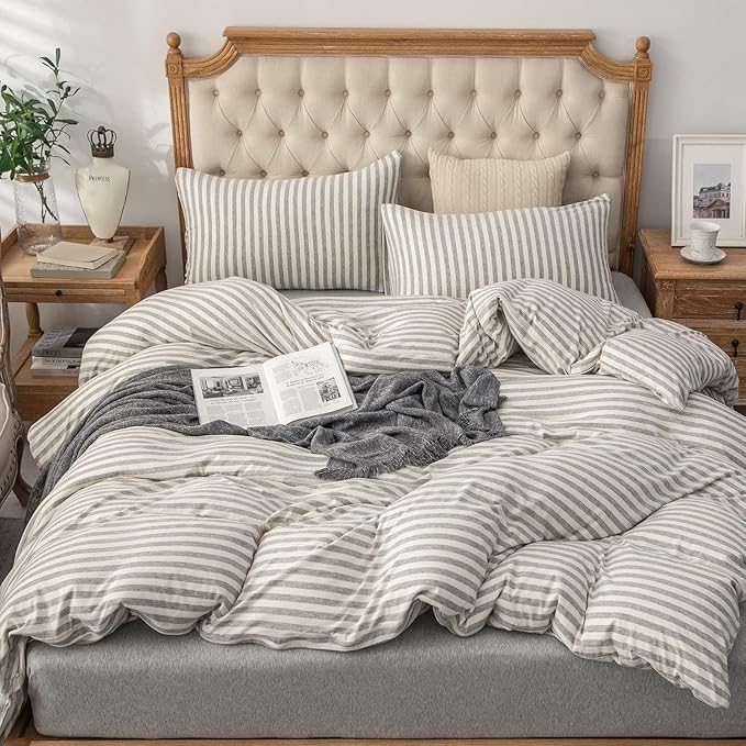 PURE ERA Jersey Knit 2pc Duvet Cover Set 100% T-Shirt Heather Cotton Super Soft - Image 4