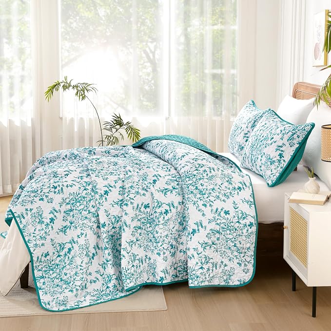 WONGS BEDDING Quilt King Size, Teal Quilt Bedding Set - Image 3