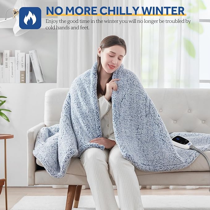 Sealy Electric Blanket Heated Throw 50"x60" Soft Double Sherpa Super Cozy - Image 2