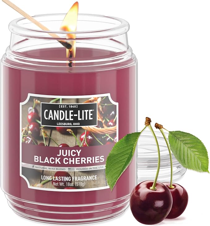 Candle-lite Scented Candles, Juicy Black Cherries, 18 oz Jar, Proudly Poured in by Candle-liteCompany