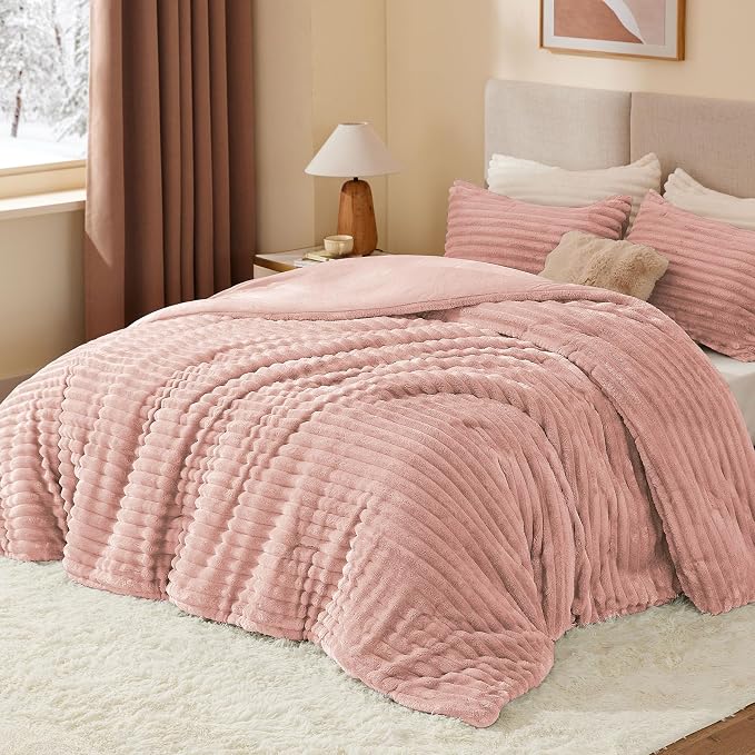 BEDELITE Fleece Oversized Queen Comforter Set -Super Soft & Warm Fluffy Dusty - Image 2