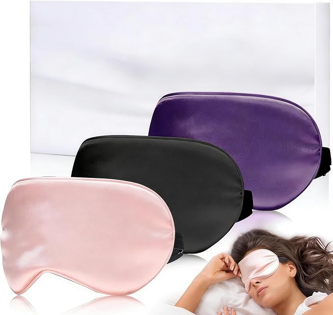 Eye Mask for Sleeping, 3 Pack Silk Sleep Masks for Women Men-Blindfold for by L%C3%93VFEIFAN