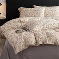 mixinni Cotton Linen Floral Duvet Cover Set, Vintage Botanical Print Comforter by mixinni
