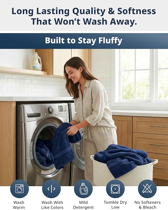 LANE LINEN 100% Cotton 4 Pack Bath Towels - Image 9