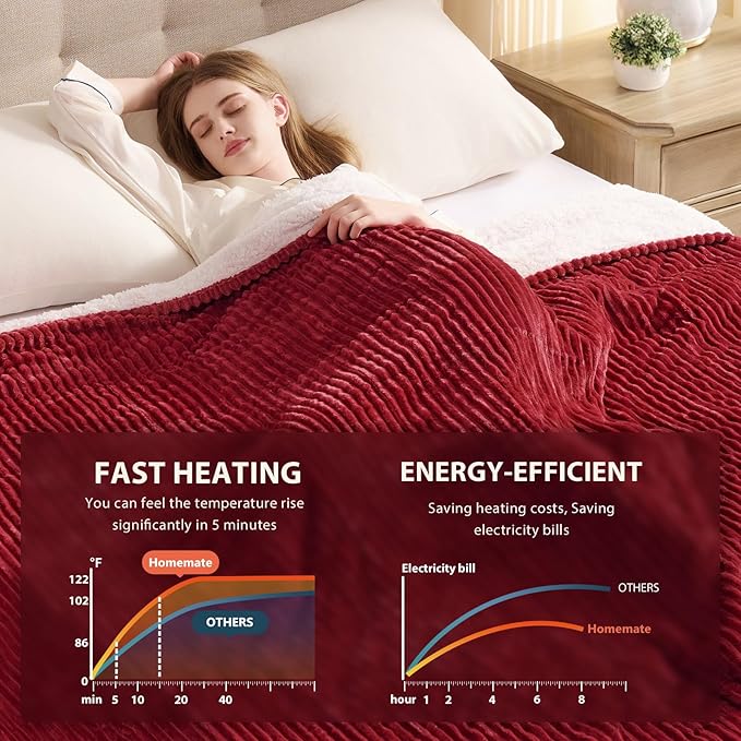 Homemate Electric Blanket King Size- 100"x90" Heated Blanket King Size - Image 4