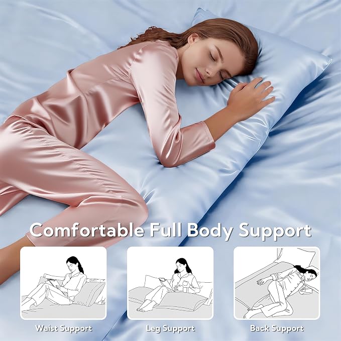 MR&HM Satin Body Pillow Cover, Soft and Breathable Body Pillow Case - Image 5