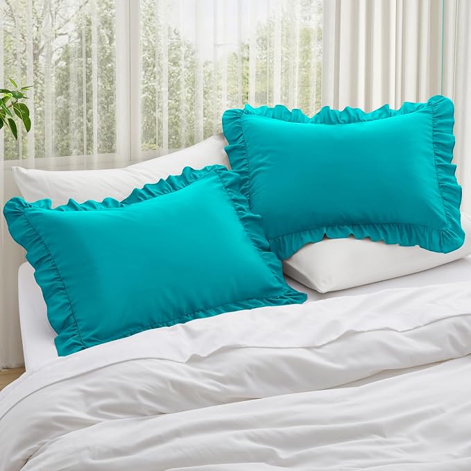 KKJIAF Ruffle Pillow Cases Queen Size Set of 2, Ruffled Pillow Covers - Image 2