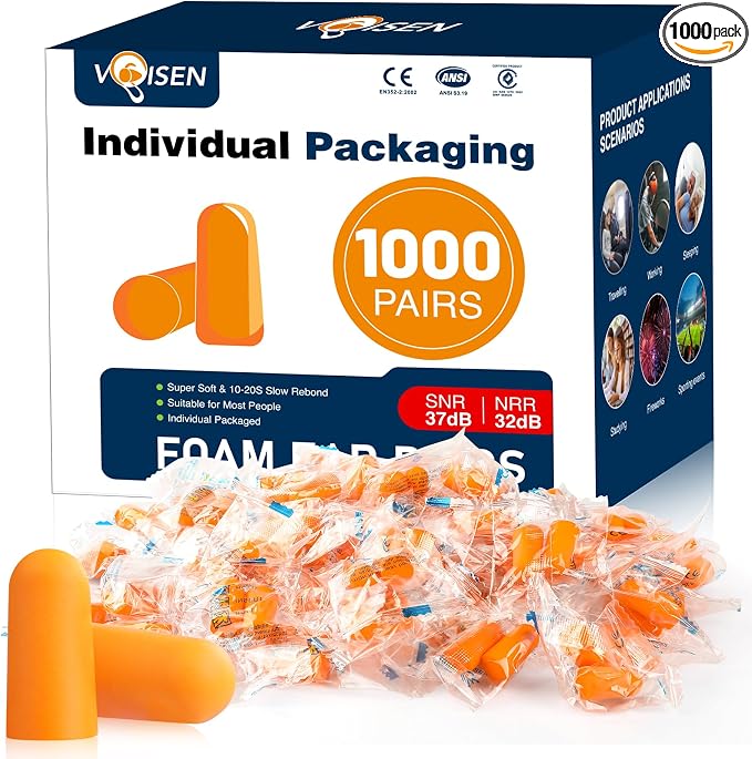 VOISEN Ear Plug, 1000 Pairs Ear Plugs by VOISEN
