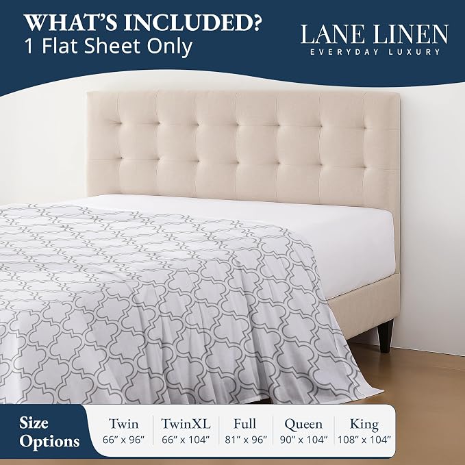 Lane Linen 100% Organic Cotton Twin Size Flat Sheet Only - Image 2