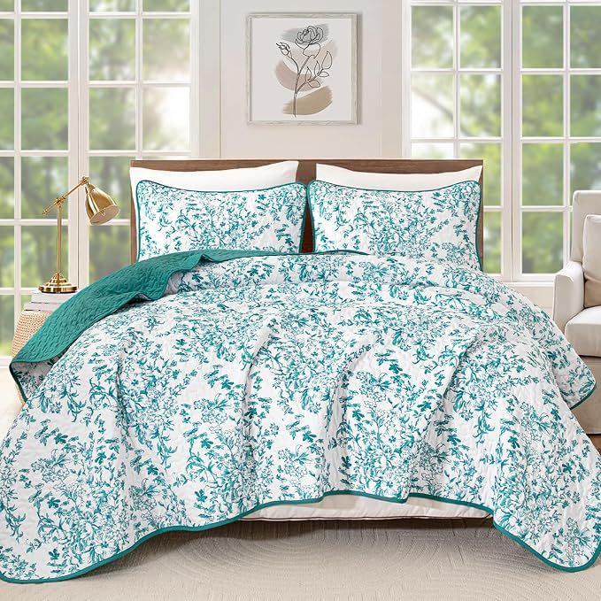 WONGS BEDDING Quilt King Size, Teal Quilt Bedding Set - Image 9