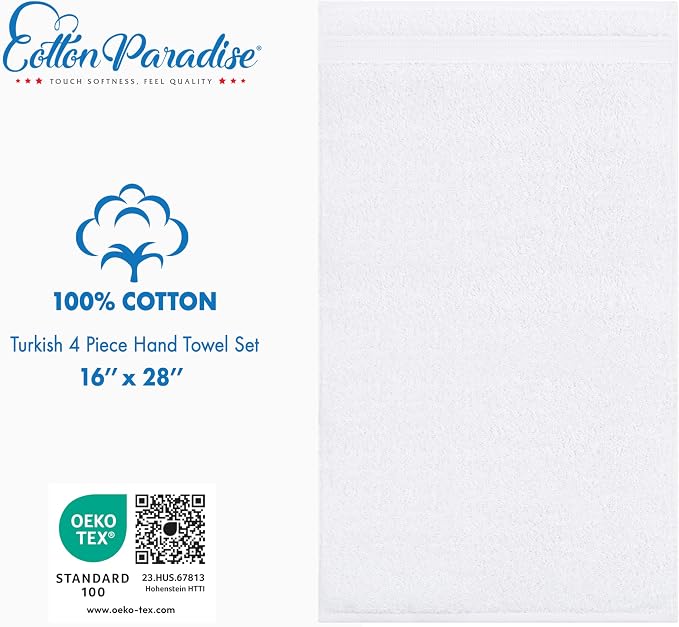 Cotton Paradise Hand Towels for Bathroom, 100% Cotton Turkish 4 Piece Hand - Image 4