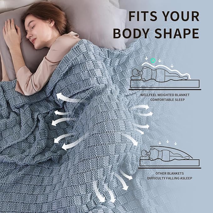 Knitted Weighted Blanket for Adult, No Beads Heavy Blanket 60” x 80'' 17lbs - Image 3