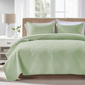 FLYMME Twin Quilt Set, Lightweight Sage Green Bedspreads, Basket Weave Pattern by FLYMME