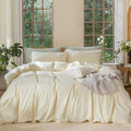 MooMee Bedding Duvet Cover Set 100% Washed Cotton Linen Like Textured by MOOMEE