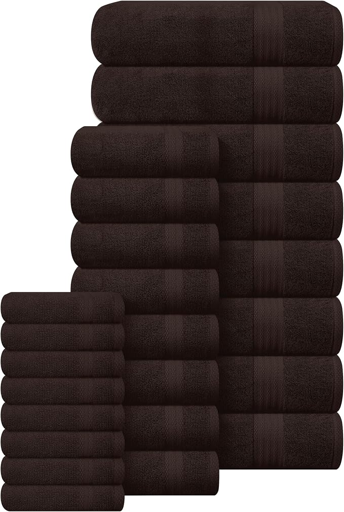 GLAMBURG Ultra Soft 24-Piece Towel Set- 100% Pure Ringspun Cotton, Contains 8 - Image 3