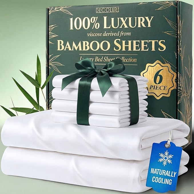 DECOLURE 100% Viscose Derived from Bamboo Sheets King Size by DECOLURE