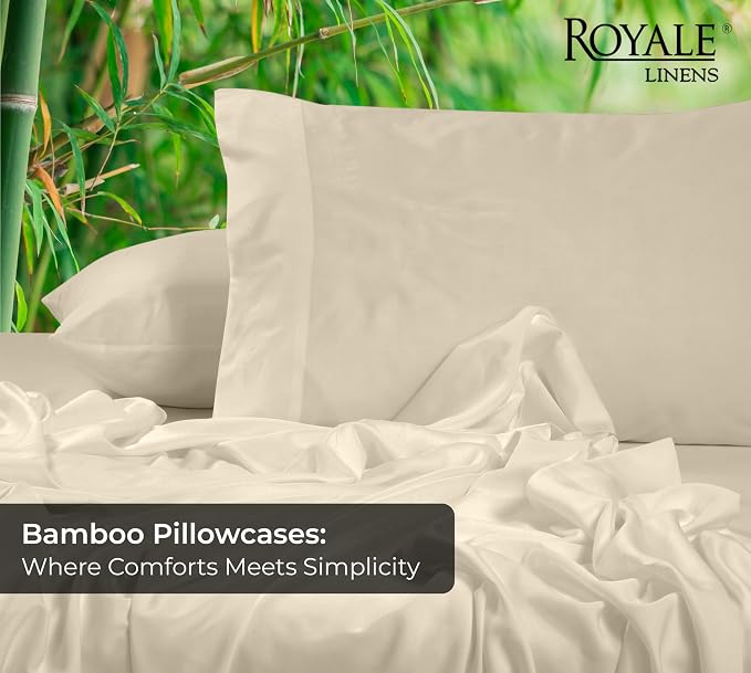 Royale Linens Cooling Pillow Cases Queen Size Set of 2-100% Rayon Derived from - Image 2