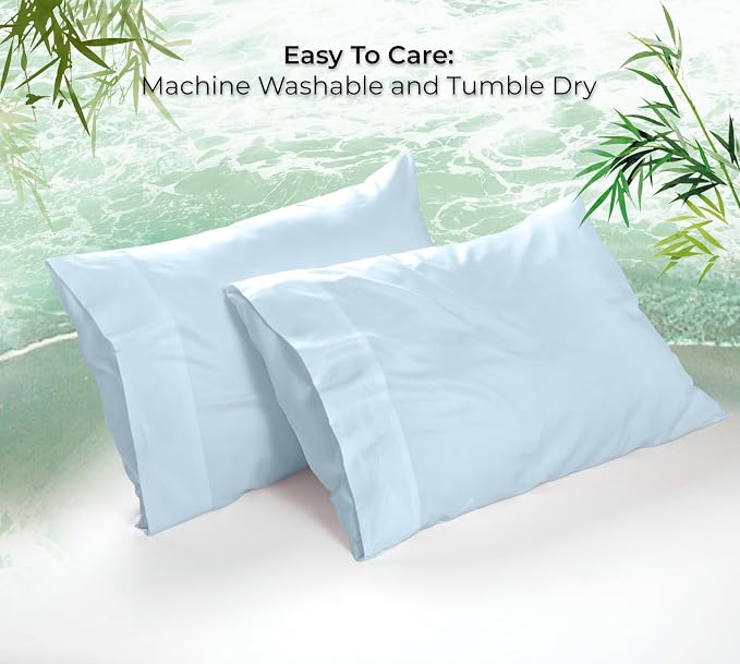 Royale Linens Cooling Pillow Cases Queen Size Set of 2-100% Rayon Derived from - Image 9