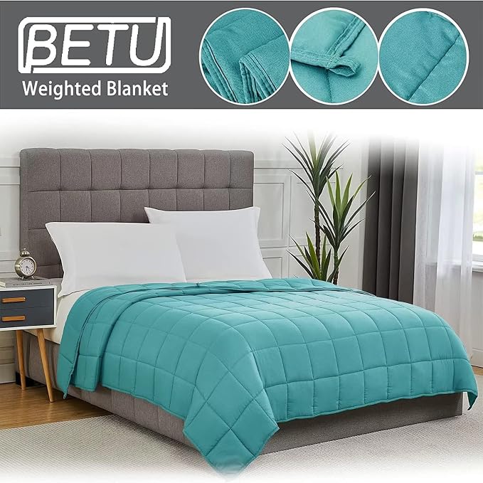 Teal Weighted Blanket for Adults 20lbs, King Size Cooling Heavy Throw Blanket - Image 3