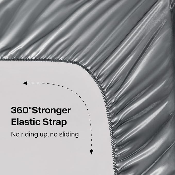 BEDELITE Satin Fitted Sheet and Pillowcases Set, Luxury Soft Similar to Silk - Image 4