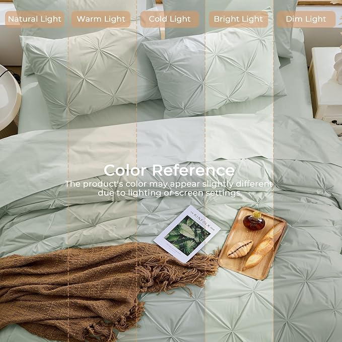 Sasttie California King Comforter Set, 7-Piece Bed in a Bag, Pintuck Bedding - Image 8