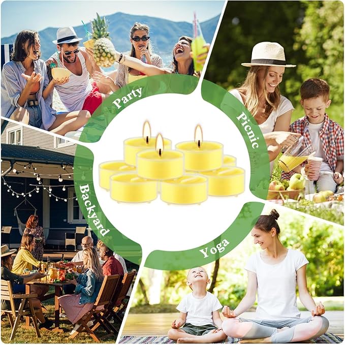 Fclayvts 3.5-Hour 100 Pack Citronella Tealight Candles, Outdoor and Indoor - Image 6