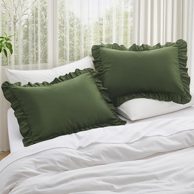 KKJIAF Ruffle Pillow Cases Queen Size Set of 2, Ruffled Pillow Covers - Image 2