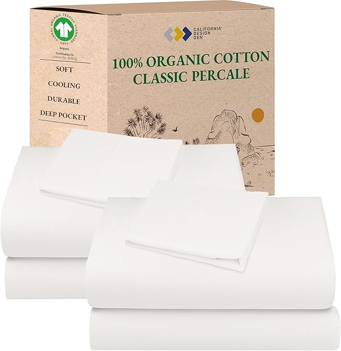 California Design Den 2-Pack 100% Organic Cotton Bed Sheets Twin Size Set by CaliforniaDesignDen