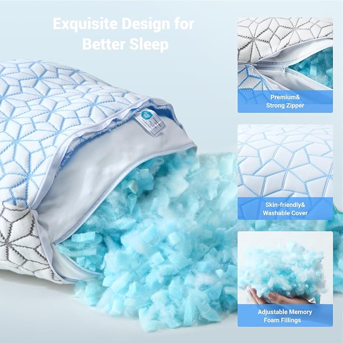 puredown® Pillows Queen Size Set of 2, Cooling Pillow Queen Size 2 Pack - Image 6