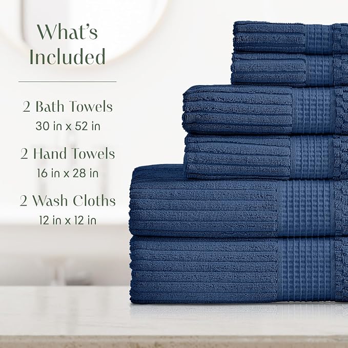 Springtree Home 100% Cotton Bath Towel Set | 6 Piece Set | Absorbent & - Image 2