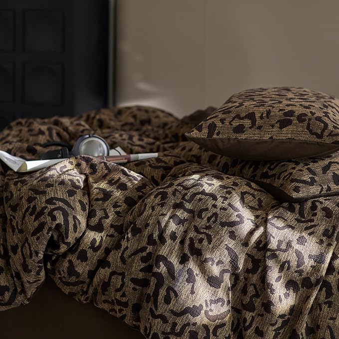 mixinni Leopard Duvet Cover Full Size Yarn-Dyed Leopard Print Jacquard Cotton - Image 4