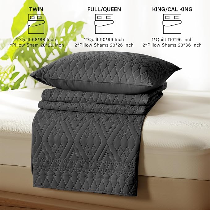 akkialla King/Cal King Size Quilt Bedding Set, Modern Style Geometric Pattern - Image 7