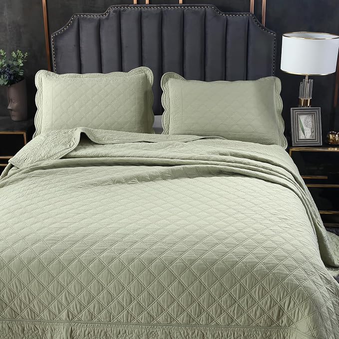 ROOMLIFE Quilt Set Full Size 3D Floral Embroidery Pattern 3-Piece Cotton - Image 9